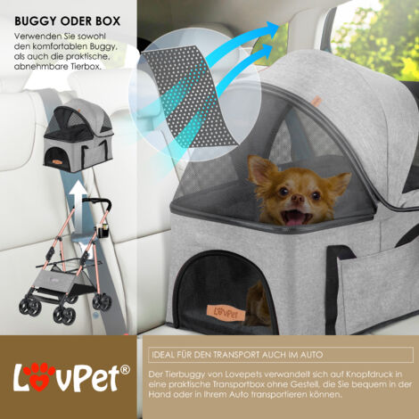 LOVPET® cochecito de perro 2en1 buggy perro caja de transporte bolsa  plegable plegable hasta 20