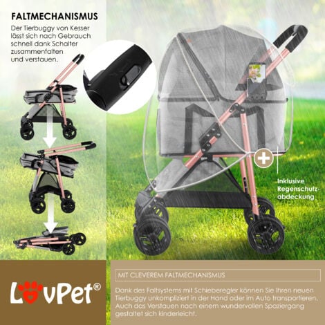 LOVPET® cochecito de perro 2en1 buggy perro caja de transporte bolsa  plegable plegable hasta 20