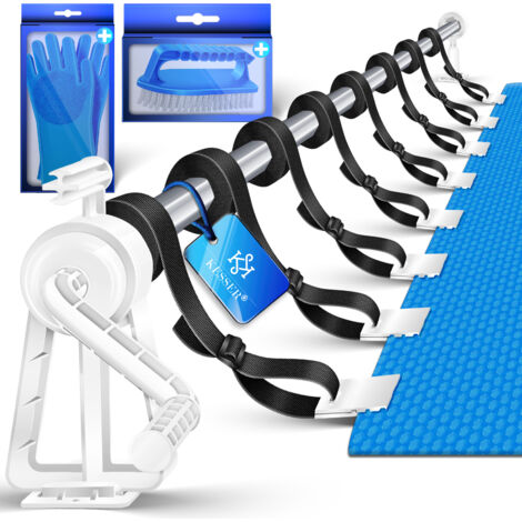 KESSER® Pool Roller Premium Sistema de rodillos 1 05m - 6 15 m para lona solar dispositivo móvil de rodillos para lona y cubierta de piscina incl. correas plata / blanco
