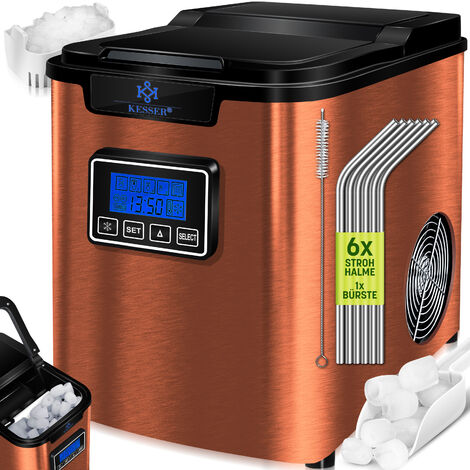 KESSER® Cubitera Fabricador de cubitos de hielo de acero inoxidable Máquina  de hielo de 150W 12 kg 24 h 3 tamaños de cubos Preparación en 6 min  Depósito de agua de 2,2 litros Temporizador Pant