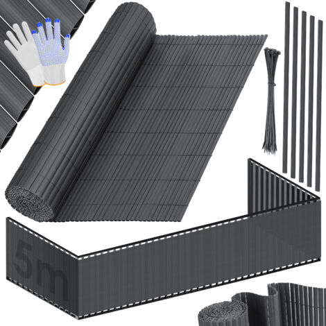 KESSER® PVC valla de privacidad valla de privacidad revestimiento de balcones cortavientos resistente a la intemperie lamas reforzadas  para jardín  balcón terraza exterior  negro / 80 x 500 cm
