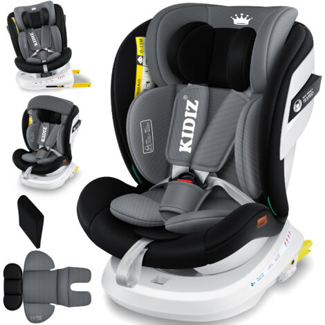 KIDIZ® Silla de coche para niños Silla de coche para niños Isofix Top Tether 360° giratorio Grupo 0/1/2/3 desde el nacimiento 0-36kg Con capota Protección lateral 5 puntos  Negro