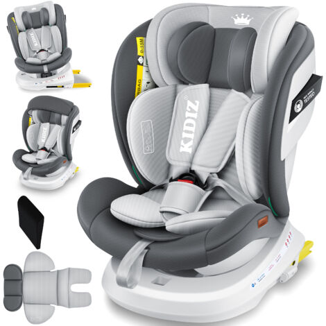 KIDIZ® Silla de auto para niños Isofix Top Tether 360° giratorio Grupo 0/1/2/3 desde el nacimiento 0-36kg Con capota protección lateral 5 puntos  antracita