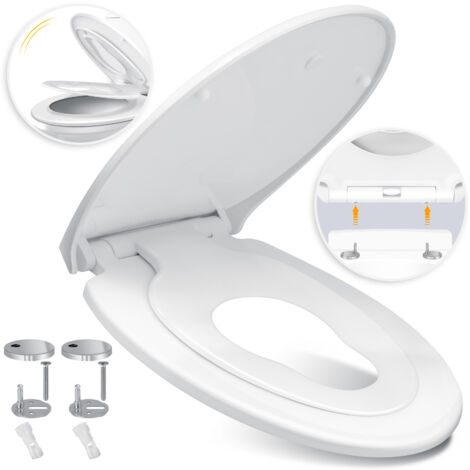 KESSER® Asiento de WC con mecanismo de cierre suave Tapa de WC con función de cierre rápido y mecanismo de cierre suave - fácil instalación Tapa de WC antibacteriana de Duroplast Asiento de WC famili (1/5)