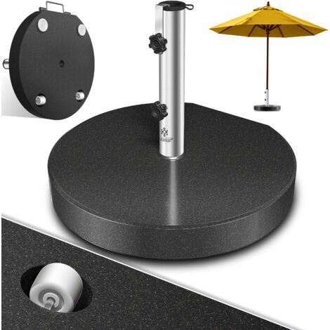 KESSER® Pie de sombrilla de granito con tubo de acero inoxidable Base de sombrilla de alta calidad 30KG - para mástiles de paraguas de hasta 16-48 mm Incl. asa de transporte Antracita / redondo