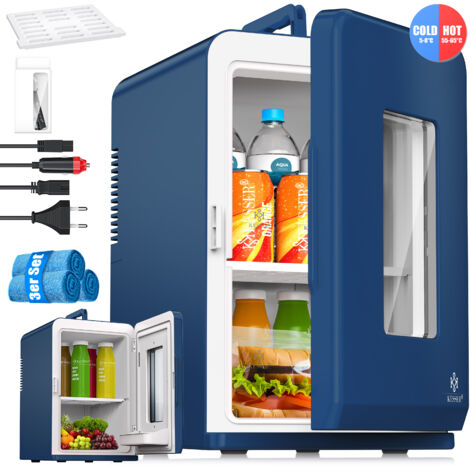 KESSER® 2en1 Mini Nevera 15 litros Función de enfriamiento y calefacción Enchufe portátil AC DC 220-240V/12V y encendedor de cigarrillos Caja de calentamiento Mini  Azul marino / 15L