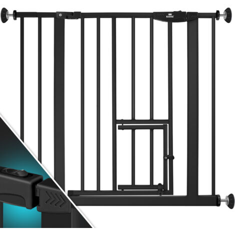 KIDIZ® puerta de seguridad barrera puerta de escalera puerta para niños con puerta para perros y gatos mascotas sin taladrar extensible combinable negro / 81 - 94 cm