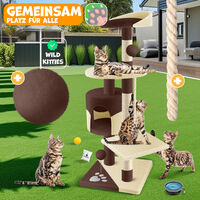 con Cueva árbol de Escalada Estable marrón Bolas de Juego con Muchas Posibilidades de mimos y Juegos sisal de Juego y Cuerda de Juego con Troncos de sisal KESSER® Árbol para Gatos 