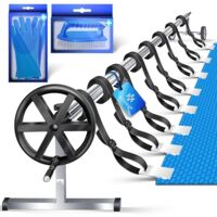 KESSER® Pool retractor Sistema retractor Premium 3m - 5 70m con ruedas para lona solar retractor móvil para lona y cubierta de piscina plata / negro
