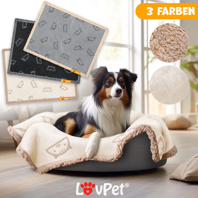 LOVPET® Coperta impermeabile per cani, coperta in pile Sherpa per animali  domestici + 3x ossa giocattolo, lavabile in lavatrice, protezione del  divano su due lati Grigio, XXL (203 x 152 cm)