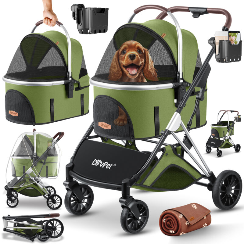 Vevor Pet Stroller Passeggino Per Cani VEVOR 4 Ruote - Portata 16kg, Pieghevole, Con Parapioggia Passeggino Cani Vevor 4 Ruote - 11
