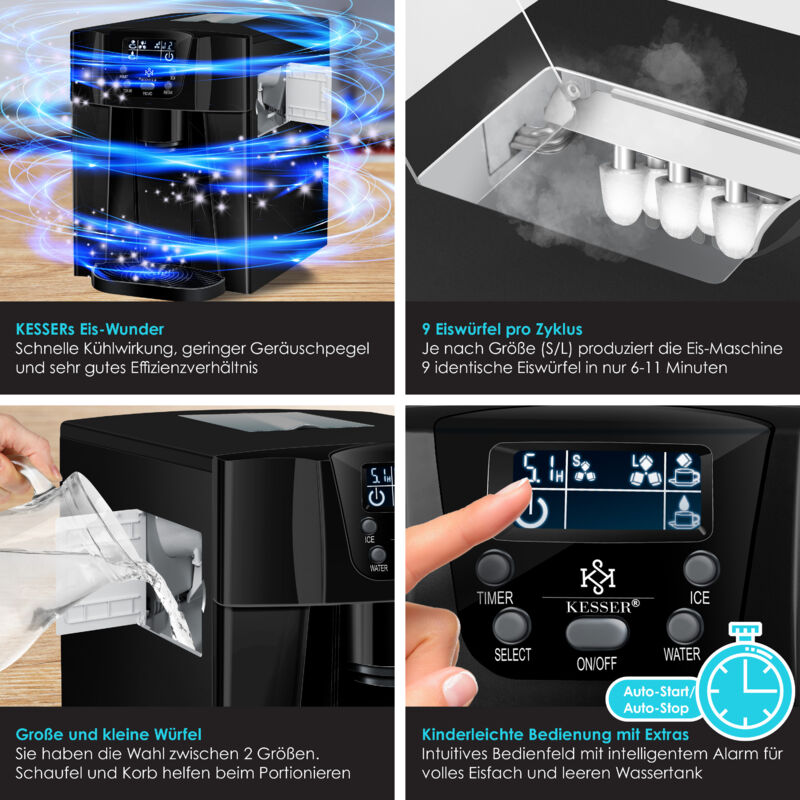 Fabbricatore Ghiaccio MEDION - Serbatoio 2.6L, 2 Formati Cubetti, Autopulente | Produzione In 10 Minuti