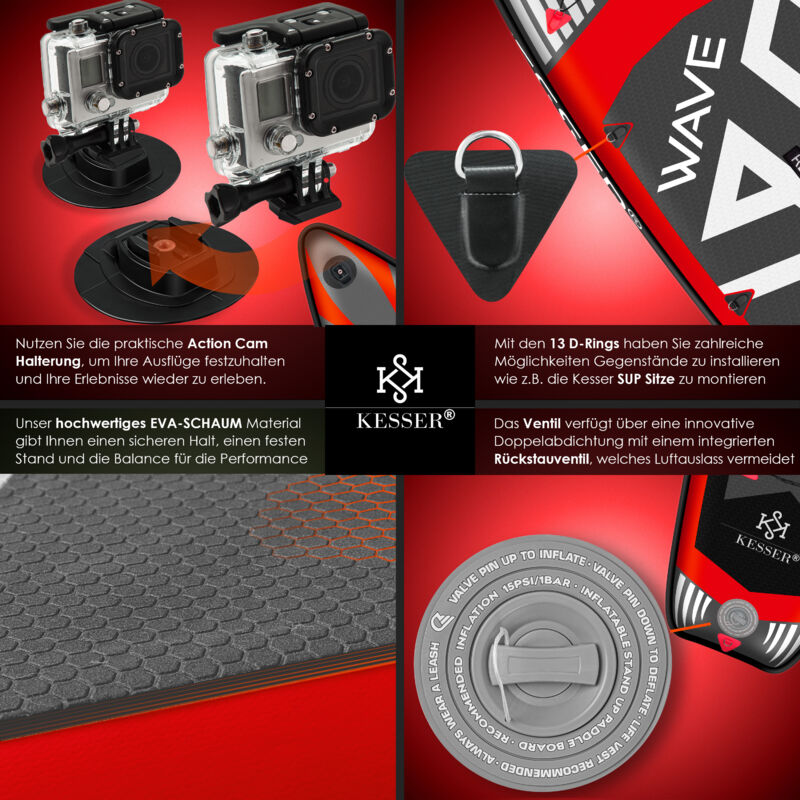 KESSER SUP Inflabile Professionale - Tavola Da Paddle Con Pompa, Zaino E Sedile Kayak - Foto 6