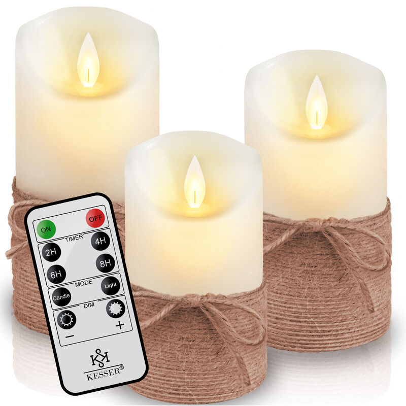 3 Candele Tremolanti Senza Fiamma Telecomando, Candele Finte