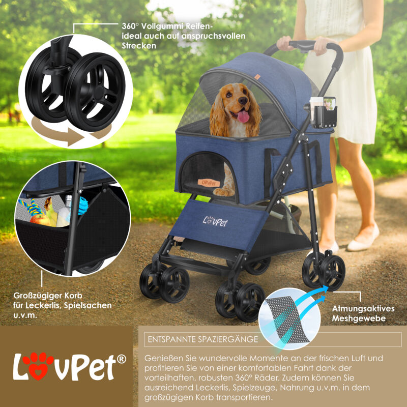 XXL passeggino per cani di lusso leggero trasportino per cani pieghevole  rete traspirante ampio spazio portante 55KG viaggi all'aperto - AliExpress