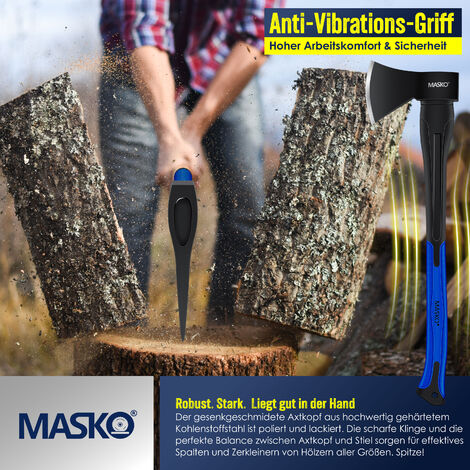 MASKO® Ascia con manico in fibra di vetro + guanti Gli strumenti perfetti  per giardino