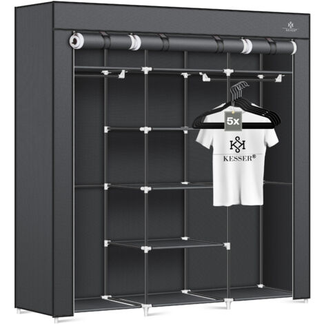 Armadio In Tessuto TNT Guardaroba Appendiabiti Con Ripiano 70x46x160 Cm Grigio 66078704
