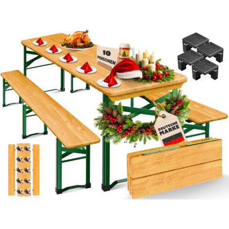 KESSER® set tenda da birra 3 pezzi mobili da giardino pieghevole 170 x 46 x 75cm 2X panche da birra 1x tavolo da birra set tendone tavolo da birra tavolo da bar set sedute marrone, 220cm x 50cm