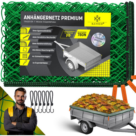 Rete Di Protezione Per Carico Filmer 38048 - 1,6x2,5m, Con Corda Elastica, Verde - 3