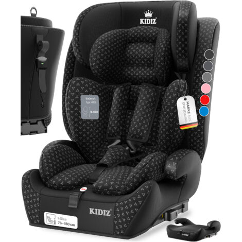 KIDIZ® Triangle Premium seggiolino auto bambino guscio seggiolino auto 9 kg - 36 kg 1-12 anni gruppo 1/2/3 universale omologato secondo ECE R129/03 con Isofix nero