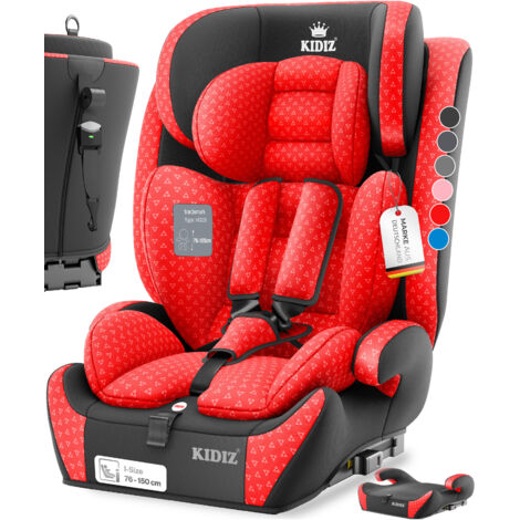 KIDIZ® seggiolino auto Triangle Premium  guscio seggiolino auto  9 kg - 36 kg 1-12 anni  gruppo 1/2/3  universale  omologato secondo ECE R129/03  con Isofix  rosso