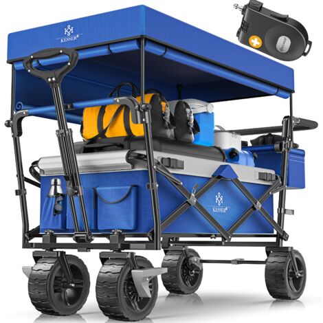 KESSER® Carrello manuale pieghevole GT9000 Carrello a mano con tetto Carrello di trasporto  incl. 2x sistema di cinghie a 3 punti  pieghevole  fino a 80 kg  Blu / Grigio