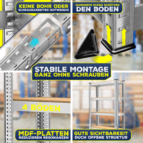 Scaffale Hestiasko A 5 Ripiani (2 Girevoli) Con Ganci, Regolabile, In Metallo, Per Cucina, Bagno O Garage