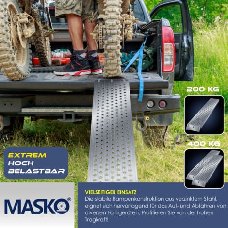 MASKO® 2X rampa di carico 400kg  rampa di carico  binario di carico  acciaio zincato  antiscivolo  200kg per pezzo  max 400kg per coppia  2x rampa di carico