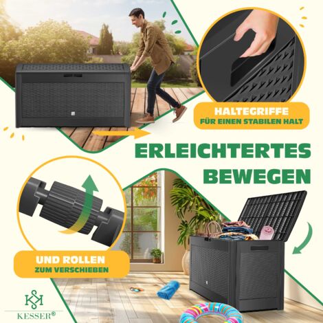 Box Portacuscini KESSER 310 Litri - Con Rotelle, Resistente Alle Intemperie