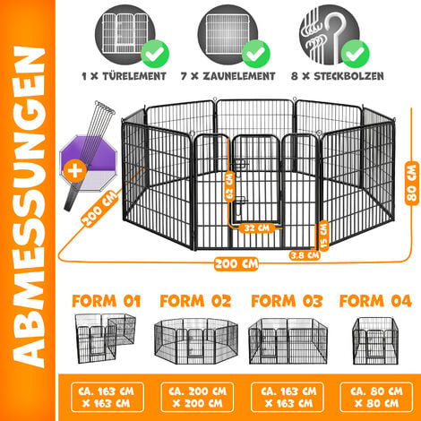 LovPet® Recinto per cuccioli - recinzione per esterni - recinto per cani -  box per cani - con porta e resistente alle intemperie - recinto per cani,  gatti, cuccioli, conigli, porcellini d'India Grigio