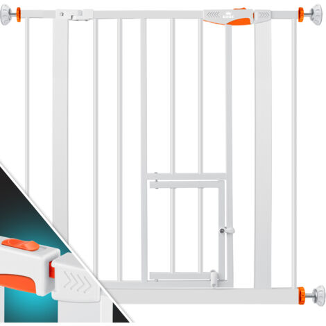 KESSER® porta di sicurezza cancello di sbarramento cancello per scale cancello per bambini  con porta per cani e gatti  animali domestici  senza foratura  estensibile  combinabile  arancione / 81 - 94