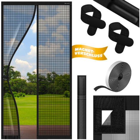 KESSER® Zanzariera magnetica Zanzariera magnetica per porte a soffietto Zanzariera protettiva per porte a soffietto con facile montaggio adesivo per porte di balconi e terrazze  Nero / 90 x 200 cm