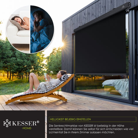 Tenda A Rullo Allungabile Per Balcone Con Manovella - 160x250 Cm, Grigio Chiaro, UV E Impermeabile, Per Privacy E Sole