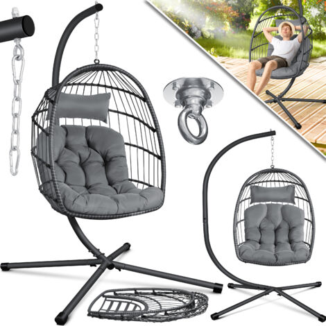 KESSER® Sedia sospesa Jungle con grande cuscino + supporto per coperta  Altalena sospesa per interni/esterni  Grigio