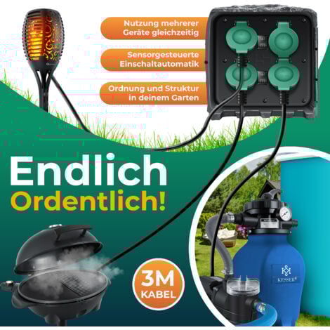 KESSER® Presa da giardino Stone-look con prese con funzione