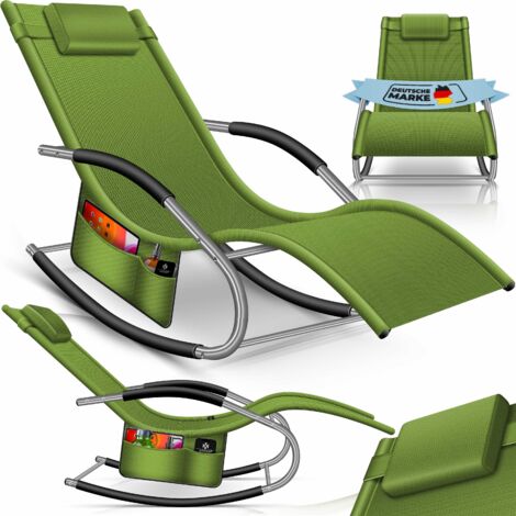 KESSER® Lettino relax Lettino Swing lettino da giardino sedia da giardino sedia pieghevole sedia a sdraio sedia a dondolo poltrona ergonomica reclinabile kaki