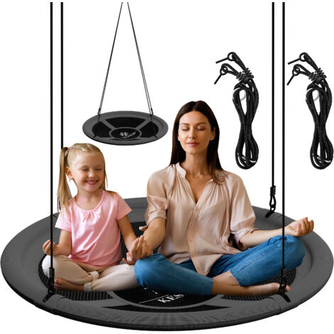 KESSER® Nest Swing Altalena a piattello Altalena rotonda regolabile Altalena da giardino Altalena per bambini per interni - Altalena per esterni per bambini e adulti  Antracite / 100cm (1/5)