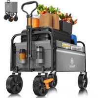 KESSER® Carrello manuale pieghevole Carrello da trasporto Carrello porta-attrezzi incl. 2 tasche a rete e copertura pieghevole pneumatici in PVC portata fino a 80 kg Grigio