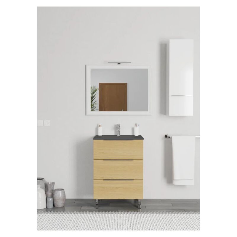 Set Completo Accessori Bagno in Legno Ciliegio - Arredamento e