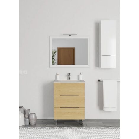 Mobile bagno a terra FIRENZE 70 cm, rovere naturale