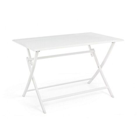 Outdoor-Tisch in Weißaluminium ELIN 110x70x h71 cm