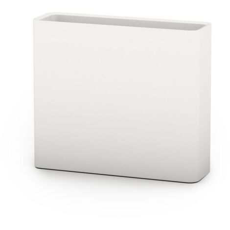 Outdoor rechteckige Kunststoffvase ''Divio Indoor, Outdoor und Wasserreserve'' für Blumen und Pflanzen -Outdoor / Weiss