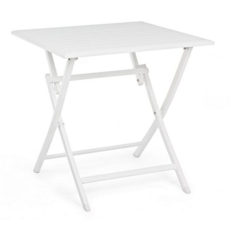 Klappbarer Outdoor-Tisch aus weißem Aluminium ELIN 70x70x h71 cm