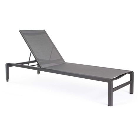 Sonnenliege "Konnor" aus lackiertem Aluminium mit Rädern, ideal für Schwimmbad und Garten -Anthrazit / 1-teiliger Bausatz (1/5)