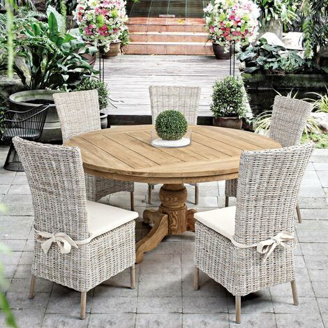 Stuhl Isla mit Kissen aus natürlichem Rattan für Garten und Veranda H 102 cm