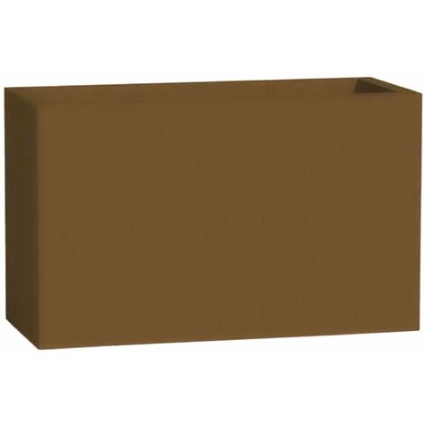 Rechteckige Vase Cromia Flowerpot aus einfarbigem Harz mit Dekoration "Made in Italy -Bronzefarbig