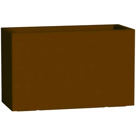 Rechteckige Vase Cromia Flowerpot aus einfarbigem Harz mit Dekoration "Made in Italy -Braun