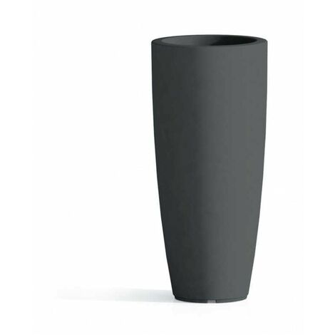 Runde und hohe Vase Cromia Stilo, einfarbig, für draußen und drinnen 'Made in Italy -Anthrazit / Ø40 x H 90 cm