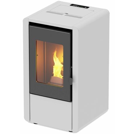 Belüfteter Pelletofen "Petit" 6 kw für moderne Räume h 77 cm -Weiße