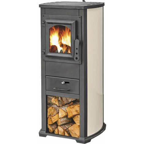 Holzofen "Karma" 7 kw aus lackiertem Stahl h 89 cm -Beige